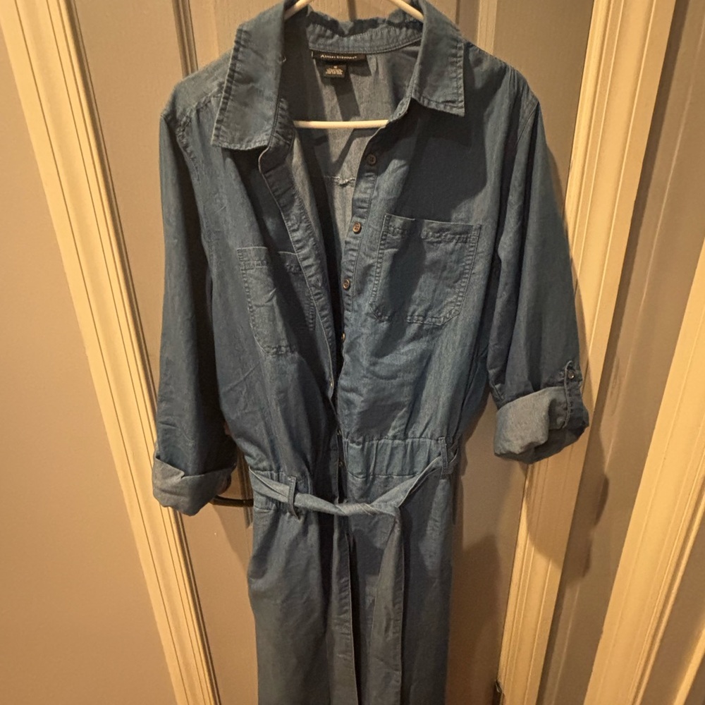Ashley Stewart Classic Blue Denim Jumpsuit